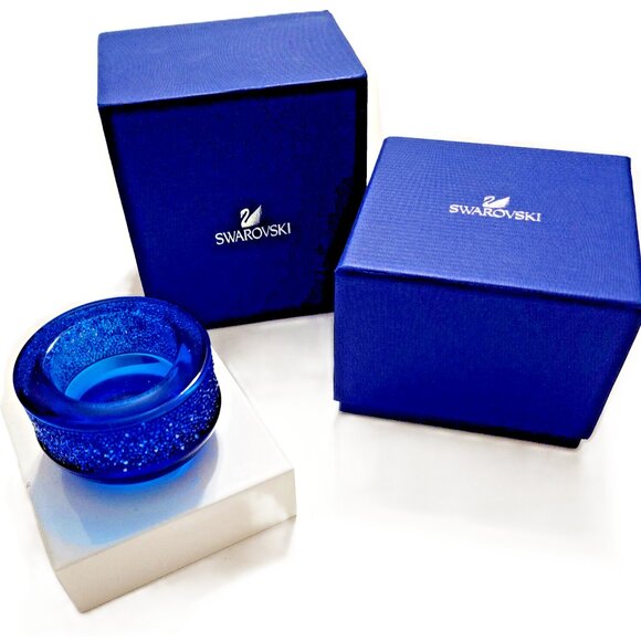 Swarovski Shimmer Blue Tea Light Candle Holder 432361 NEW - Picture 2 of 3